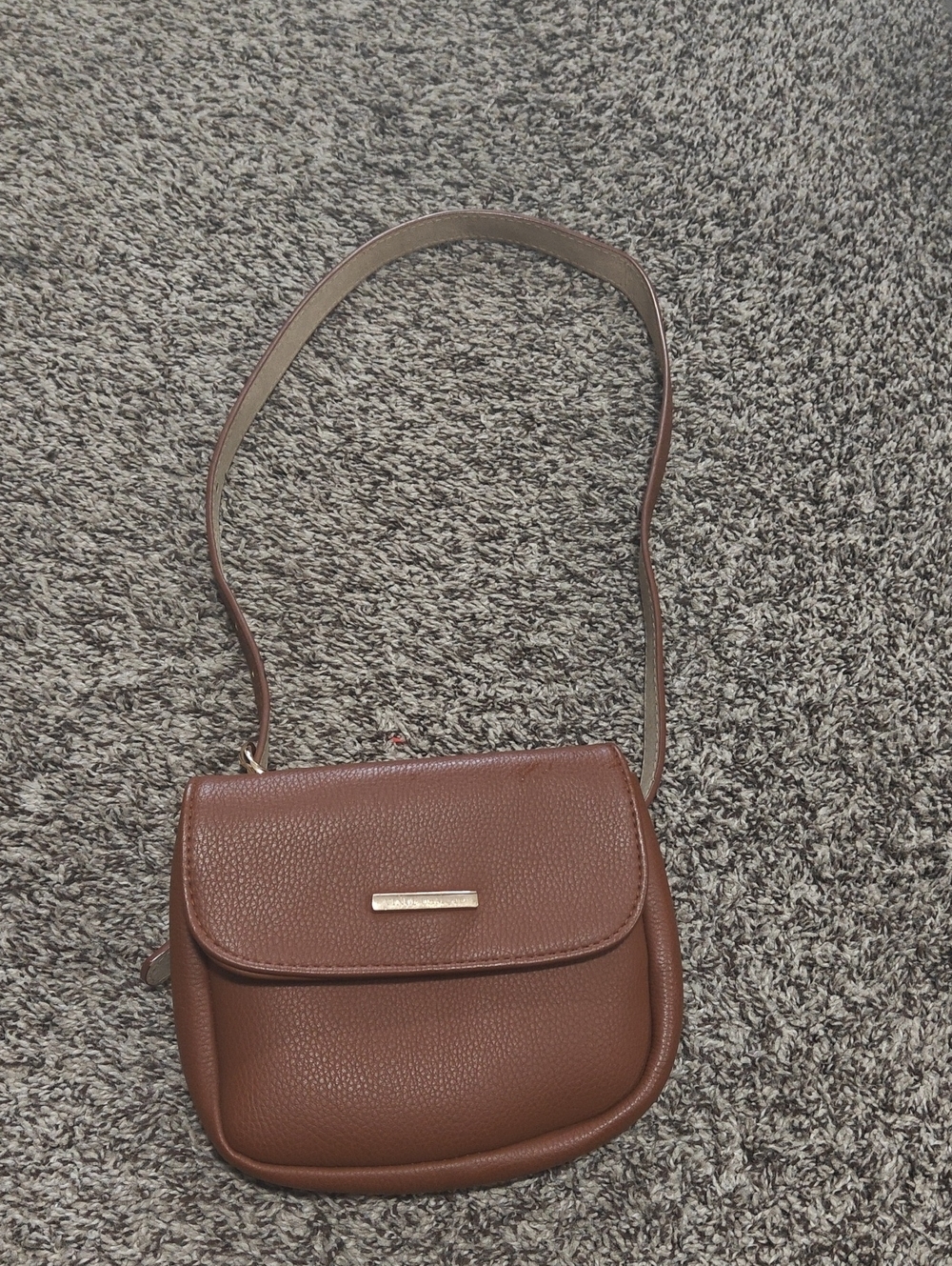 Brown Pebbled Leather Crossbody Bag - Unbranded